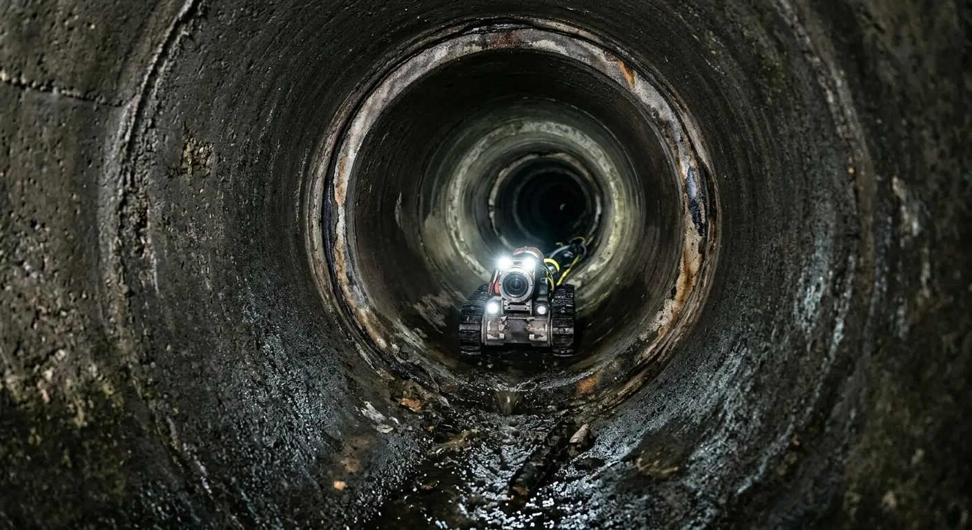 Robotic sewer camera inspecting pipe interior for Sewer Line Cleaning in Bryant